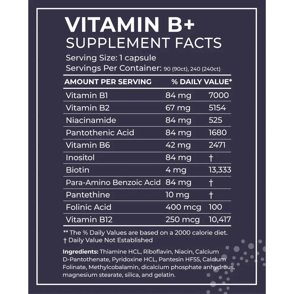 Vitamin B+ - Hi Potency - 90 capsules