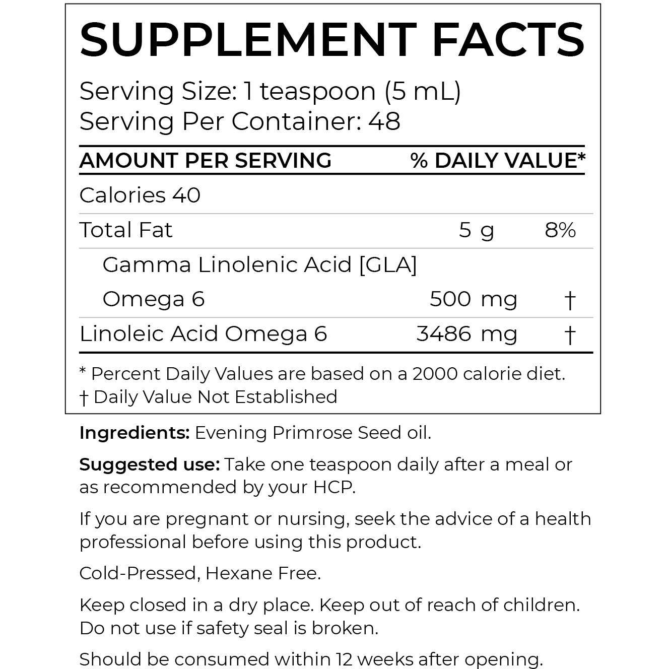 Evening Primrose Oil (Liquid)-- FINAL SALE EXP 11/2025