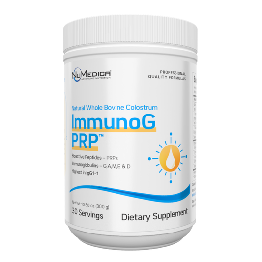 Supplement container labeled 'Immunog PRP' on a white background