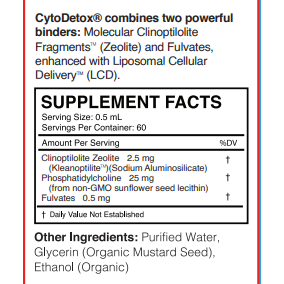 CytoDetox+ (CytoDetoxPlus) Zeolites Clinoptilolite with EDTA 1oz tincture