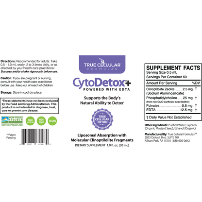 CytoDetox+ (CytoDetoxPlus) Zeolites Clinoptilolite with EDTA 1oz tincture